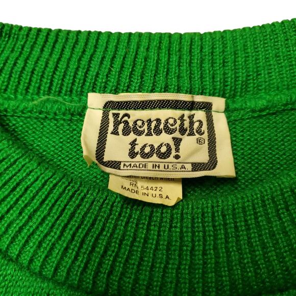 Vintage Sweater Short-Sleeved Green Kenneth Too! Scottie Dog - Women's Medium - Picture 2 of 8
